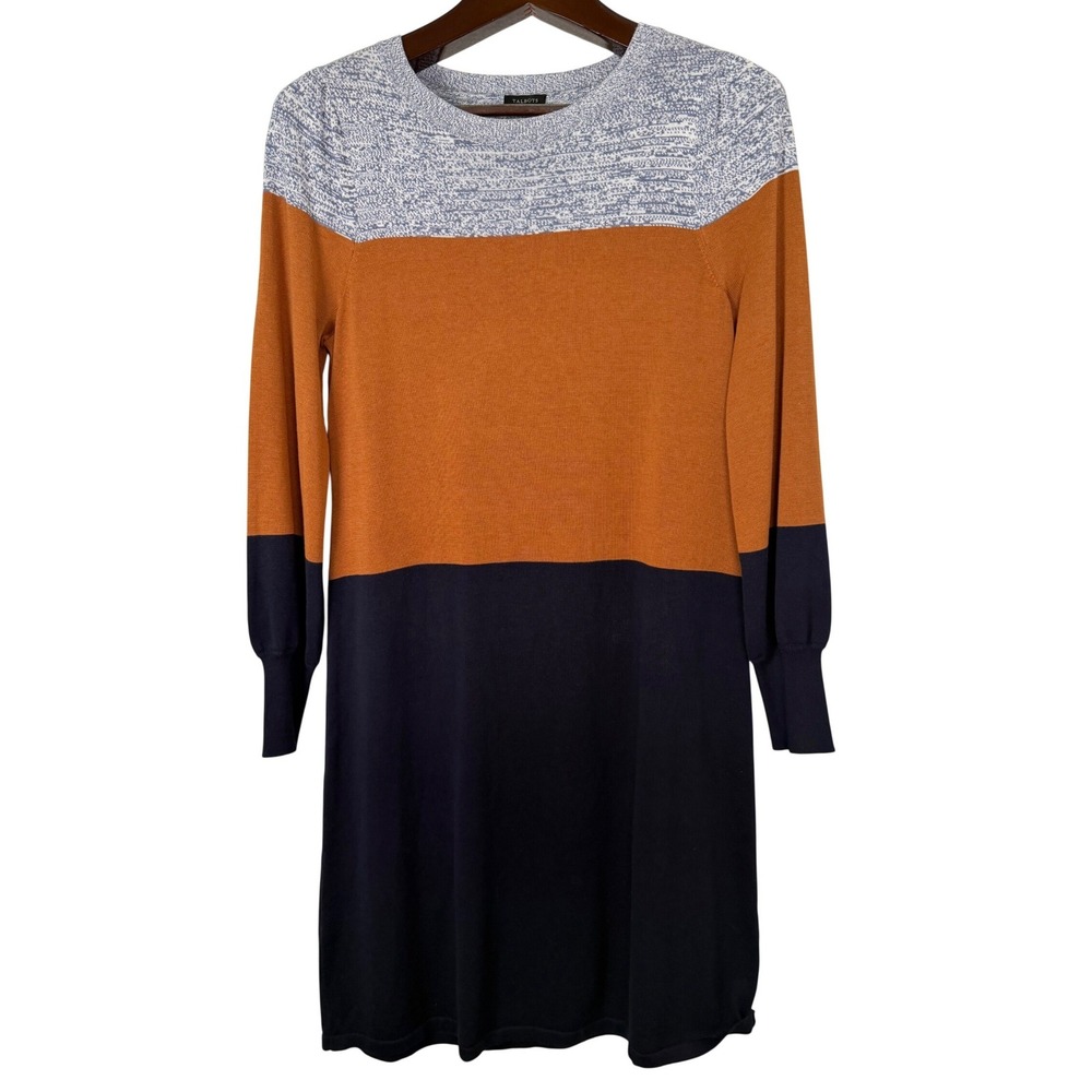 Talbots Womens Colorblock Knit Dress Blue Orange Navy CN5000 Size M